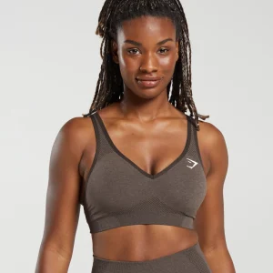 Outlet Gymshark Vital Seamless 2.0 V Neck Sports Bra BrownMarl