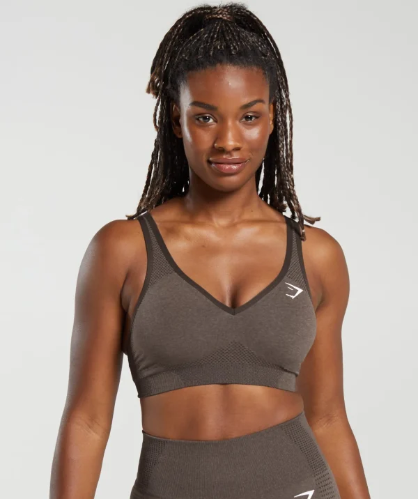 Outlet Gymshark Vital Seamless 2.0 V Neck Sports Bra BrownMarl