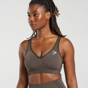 Outlet Gymshark Vital Seamless 2.0 V Neck Sports Bra BrownMarl