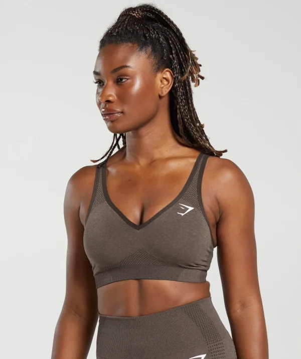 Outlet Gymshark Vital Seamless 2.0 V Neck Sports Bra BrownMarl