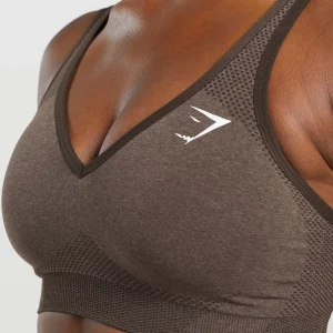 Outlet Gymshark Vital Seamless 2.0 V Neck Sports Bra BrownMarl