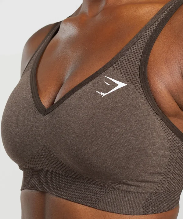 Outlet Gymshark Vital Seamless 2.0 V Neck Sports Bra BrownMarl