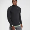 Clearance Gymshark Vital Seamless 1/4 Zip Black/SilhouetteGrey