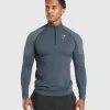 Discount Gymshark Vital Seamless 1/4 Zip Navy/LightGrey