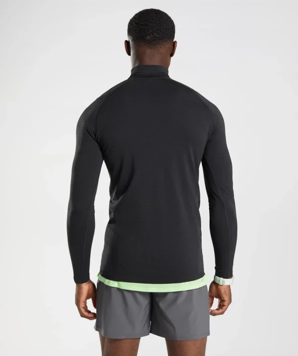 Clearance Gymshark Vital Seamless 1/4 Zip Black/SilhouetteGrey