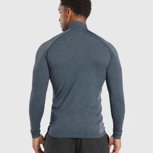 Discount Gymshark Vital Seamless 1/4 Zip Navy/LightGrey