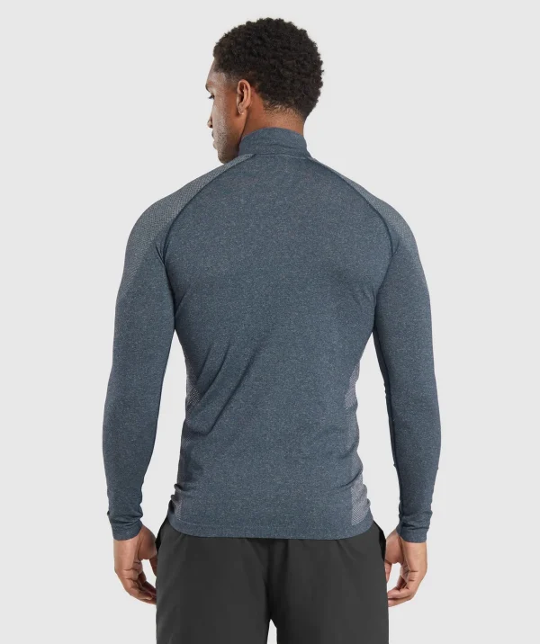 Discount Gymshark Vital Seamless 1/4 Zip Navy/LightGrey