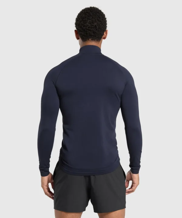 Clearance Gymshark Vital Seamless 1/4 Zip Navy/HeavyBlue