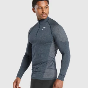 Discount Gymshark Vital Seamless 1/4 Zip Navy/LightGrey