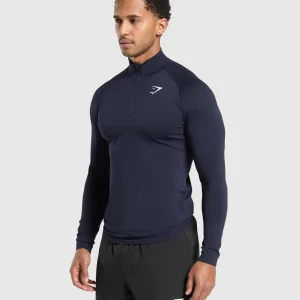 Clearance Gymshark Vital Seamless 1/4 Zip Navy/HeavyBlue