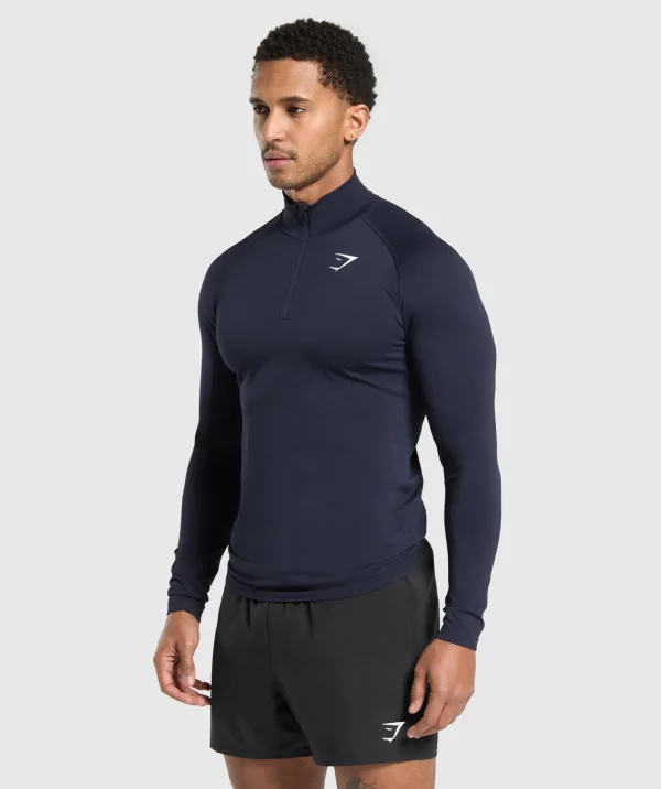 Clearance Gymshark Vital Seamless 1/4 Zip Navy/HeavyBlue