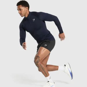 Clearance Gymshark Vital Seamless 1/4 Zip Navy/HeavyBlue