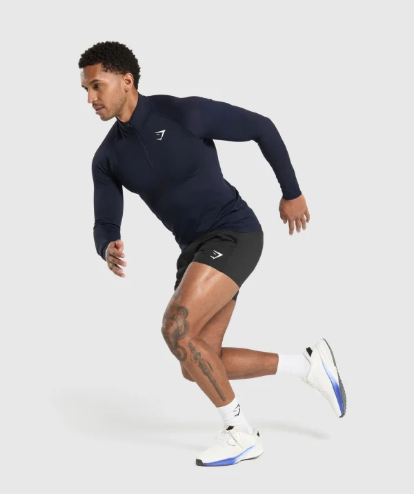 Clearance Gymshark Vital Seamless 1/4 Zip Navy/HeavyBlue