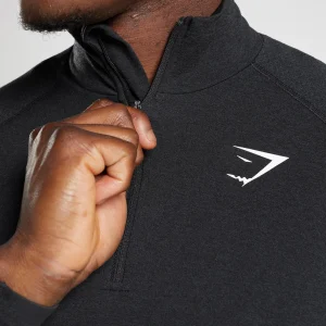 Clearance Gymshark Vital Seamless 1/4 Zip Black/SilhouetteGrey