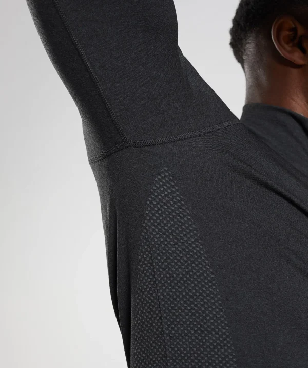 Clearance Gymshark Vital Seamless 1/4 Zip Black/SilhouetteGrey