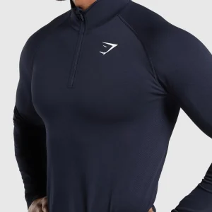 Clearance Gymshark Vital Seamless 1/4 Zip Navy/HeavyBlue