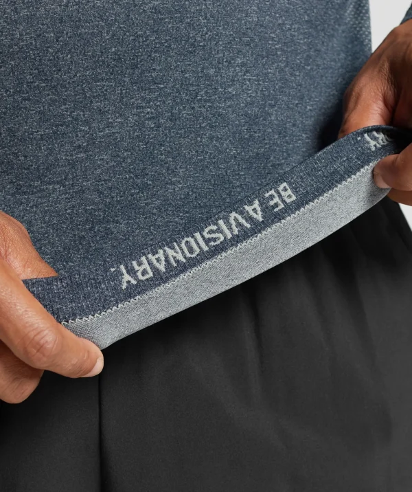 Discount Gymshark Vital Seamless 1/4 Zip Navy/LightGrey