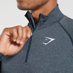 Discount Gymshark Vital Seamless 1/4 Zip Navy/LightGrey