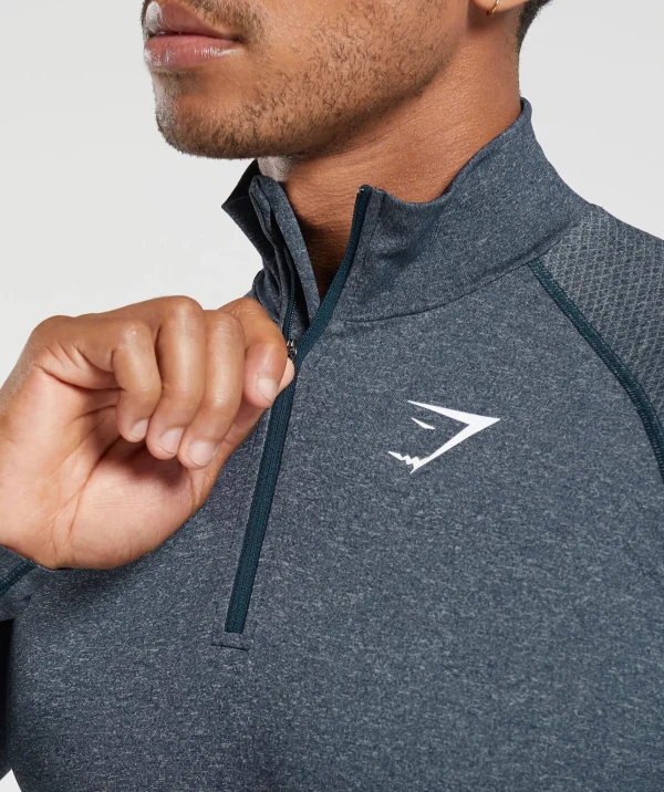 Discount Gymshark Vital Seamless 1/4 Zip Navy/LightGrey