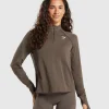 New Gymshark Vital Seamless 1/4 Zip Pullover PennyBrownMarl