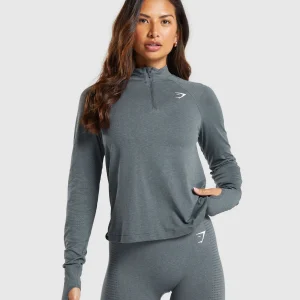 Fashion Gymshark Vital Seamless 1/4 Zip Pullover StrongGrey/Marl