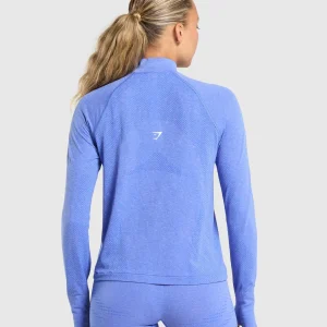 Outlet Gymshark Vital Seamless 1/4 Zip Pullover LiftBlue/Marl