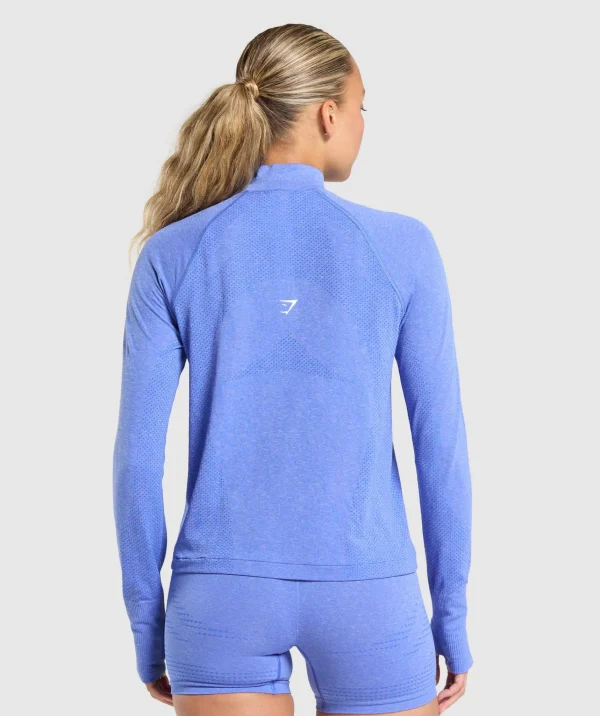 Outlet Gymshark Vital Seamless 1/4 Zip Pullover LiftBlue/Marl