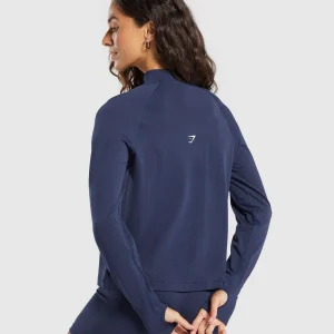 Best Gymshark Vital Seamless 1/4 Zip Pullover HeavyBlue/Marl