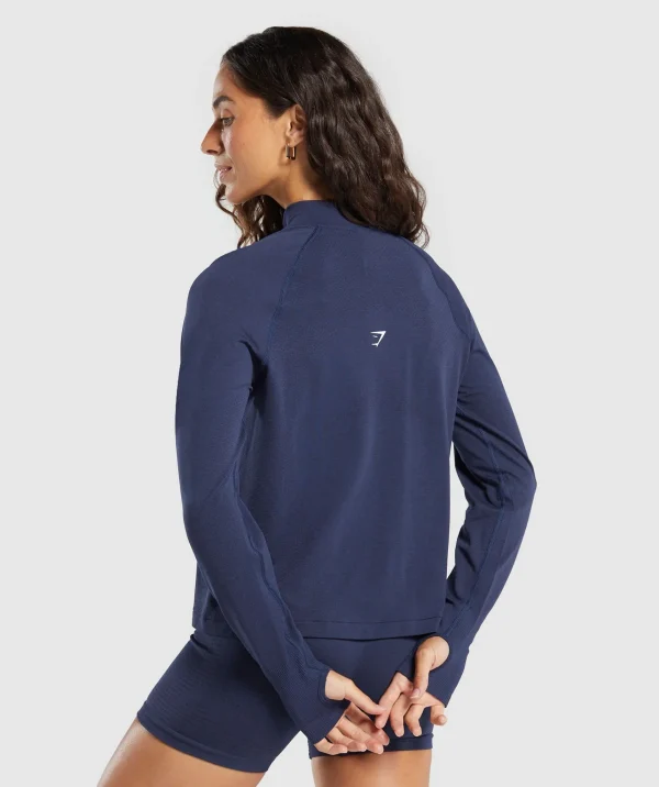 Best Gymshark Vital Seamless 1/4 Zip Pullover HeavyBlue/Marl