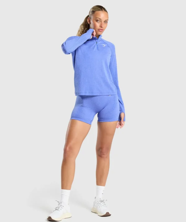 Outlet Gymshark Vital Seamless 1/4 Zip Pullover LiftBlue/Marl