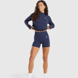 Best Gymshark Vital Seamless 1/4 Zip Pullover HeavyBlue/Marl