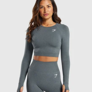 New Gymshark Vital Seamless Crop Top StrongGrey/Marl