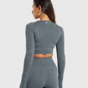 New Gymshark Vital Seamless Crop Top StrongGrey/Marl