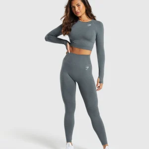 New Gymshark Vital Seamless Crop Top StrongGrey/Marl