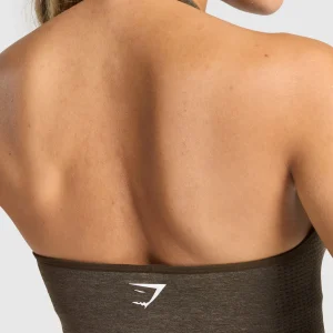 Outlet Gymshark Vital Seamless Halter Neck Tank With Shelf PennyBrownMarl