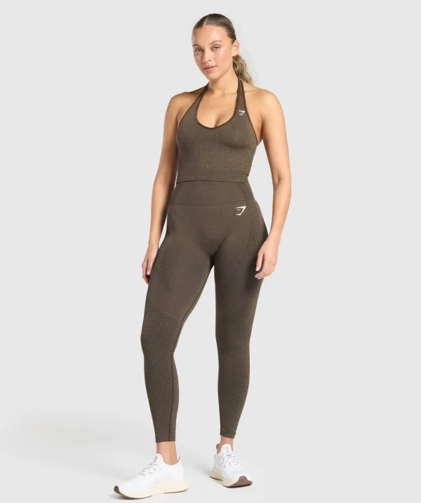 Outlet Gymshark Vital Seamless Halter Neck Tank With Shelf PennyBrownMarl