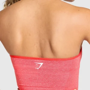 New Gymshark Vital Seamless Halter Neck Tank With Shelf CoralRedMarl