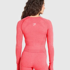 Outlet Gymshark Vital Seamless Long Sleeve Cut Out Top CoralRedMarl