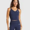 Hot Gymshark Vital Seamless Midi Tank HeavyBlue/Marl