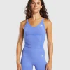 New Gymshark Vital Seamless Midi Tank LiftBlue/Marl