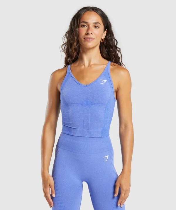 New Gymshark Vital Seamless Midi Tank LiftBlue/Marl