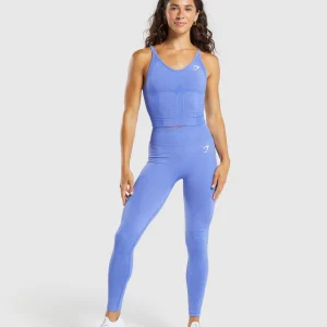 New Gymshark Vital Seamless Midi Tank LiftBlue/Marl