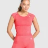 Discount Gymshark Vital Seamless Scoop Neck Top CoralRedMarl