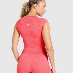 Discount Gymshark Vital Seamless Scoop Neck Top CoralRedMarl