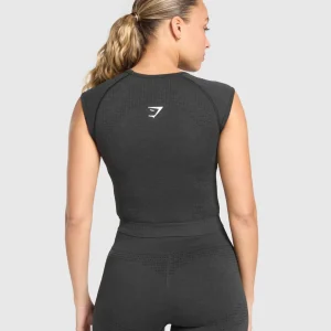 Online Gymshark Vital Seamless Scoop Neck Top BlackMarl