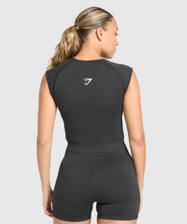 Online Gymshark Vital Seamless Scoop Neck Top BlackMarl