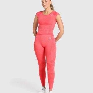 Discount Gymshark Vital Seamless Scoop Neck Top CoralRedMarl