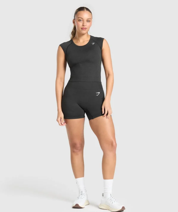 Online Gymshark Vital Seamless Scoop Neck Top BlackMarl