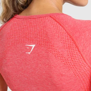 Discount Gymshark Vital Seamless Scoop Neck Top CoralRedMarl