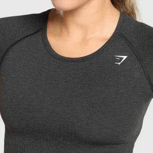 Online Gymshark Vital Seamless Scoop Neck Top BlackMarl